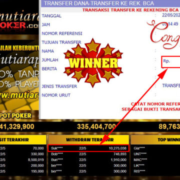 Bukti Withdraw ( 10.275.038.- ) Member Setia Mutiarapoker