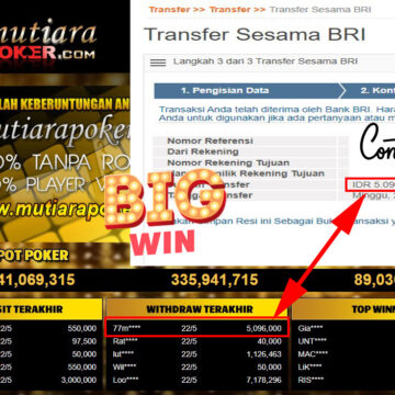 Bukti Withdraw ( 5.096.000.- ) Member Setia Mutiarapoker