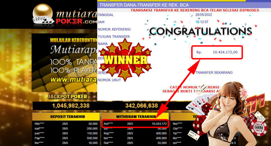 Bukti Withdraw (10.424.172.- ) Member Setia Mutiarapoker