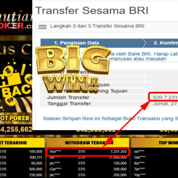 Bukti Withdraw ( 7.231.203.- ) Member Setia Mutiarapoker