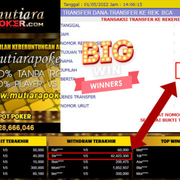 Bukti Withdraw ( 42.423.300.- ) Member Setia Mutiarapoker