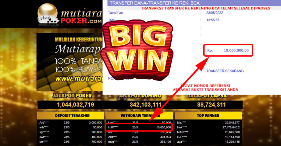 Bukti Withdraw ( 10.000.000.- ) Member Setia Mutiarapoker