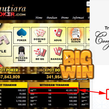 Bukti Withdraw ( 42.201.109.- ) Member Setia Mutiarapoker