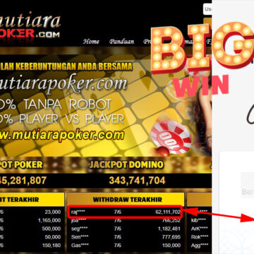 Bukti Withdraw (62.111.702.- ) Member Setia Mutiarapoker