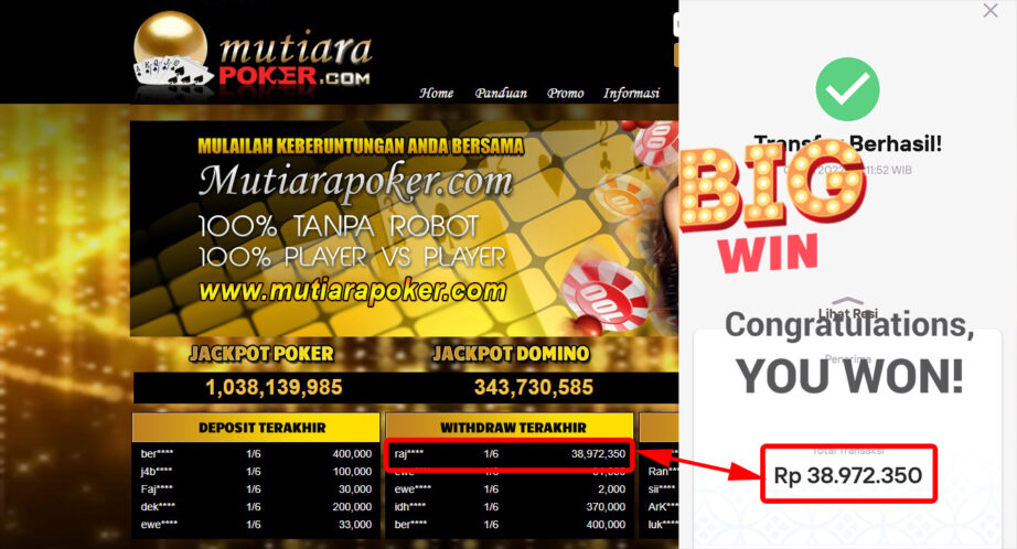 Bukti Withdraw ( 38.972.350.- ) Member Setia Mutiarapoker