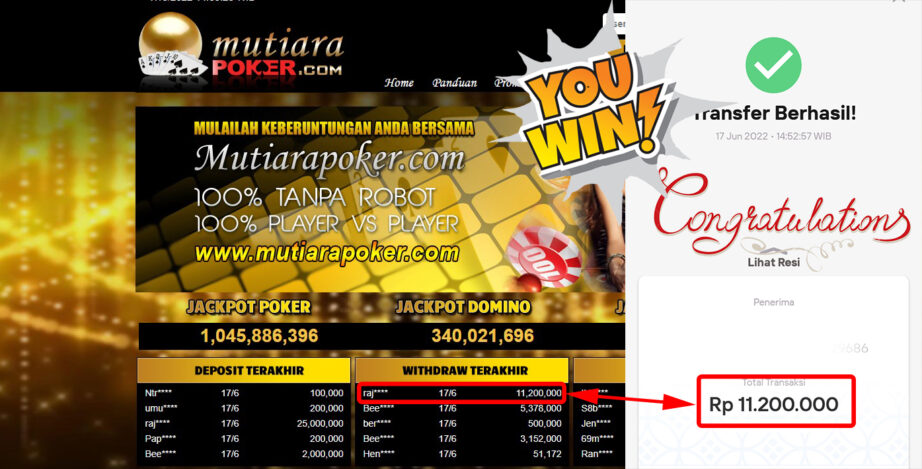 Bukti Withdraw ( 11.200.000.- ) Member Setia Mutiarapoker