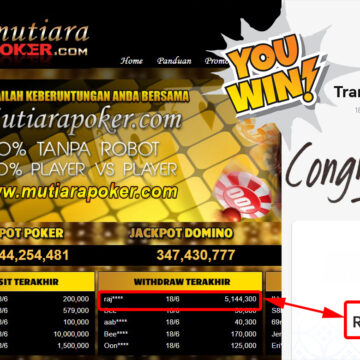 Bukti Withdraw ( 5.144.300.- ) Member Setia Mutiarapoker