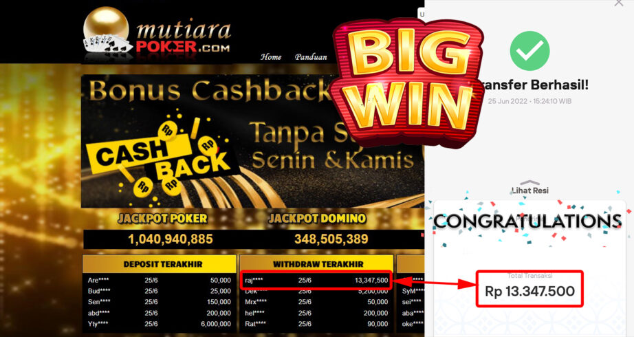 Bukti Withdraw (13.347.500.- ) Member Setia Mutiarapoker