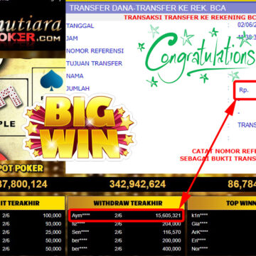 Bukti Withdraw ( 15.605.321.- ) Member Setia Mutiarapoker