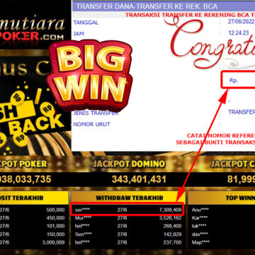 Bukti Withdraw (7.309.409.- ) Member Setia Mutiarapoker