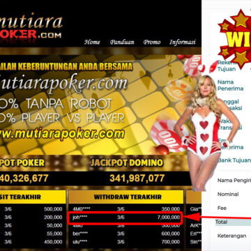 Bukti Withdraw (7.000.000.- ) Member Setia Mutiarapoker