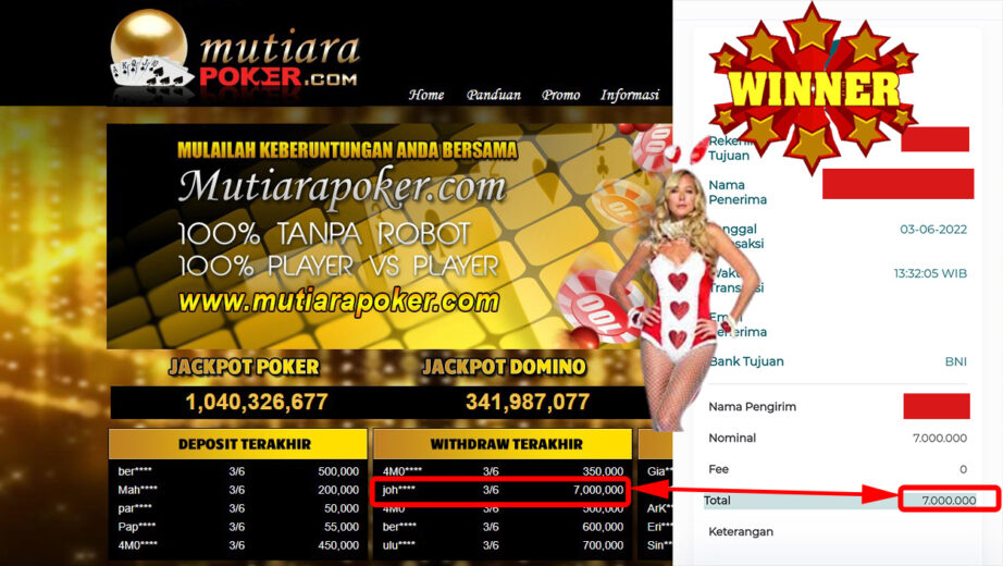 Bukti Withdraw (7.000.000.- ) Member Setia Mutiarapoker