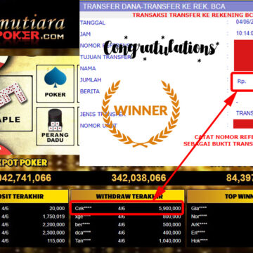 Bukti Withdraw (5.900.000.- ) Member Setia Mutiarapoker