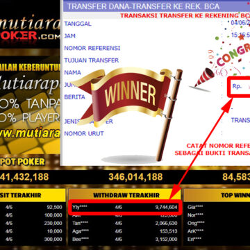 Bukti Withdraw (9.744.604.- ) Member Setia Mutiarapoker