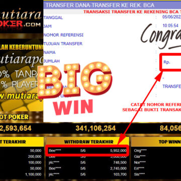 Bukti Withdraw (5.952.000.- ) Member Setia Mutiarapoker