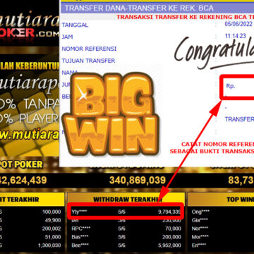 Bukti Withdraw (9.794.339.- ) Member Setia Mutiarapoker