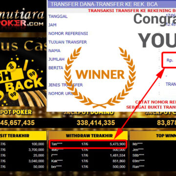 Bukti Withdraw ( 5.473.900.- ) Member Setia Mutiarapoker