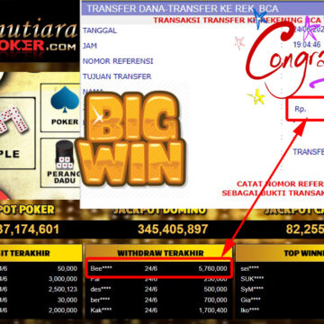 Bukti Withdraw (5.760.000.- ) Member Setia Mutiarapoker