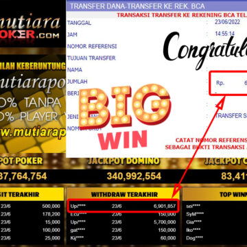 Bukti Withdraw (6.901.857.- ) Member Setia Mutiarapoker