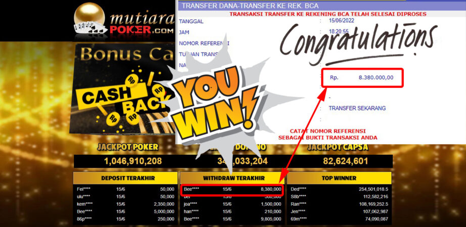 Bukti Withdraw (8.380.000.- ) Member Setia Mutiarapoker