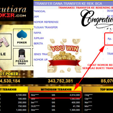 Bukti Withdraw (4.814.000.- ) Member Setia Mutiarapoker