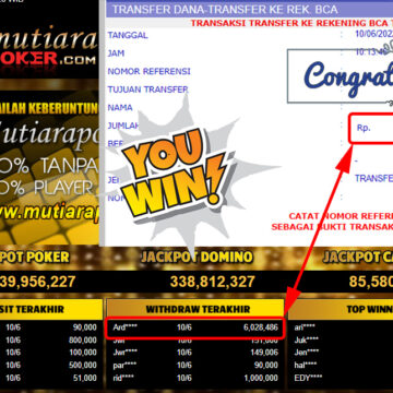 Bukti Withdraw (6.028.486.- ) Member Setia Mutiarapoker