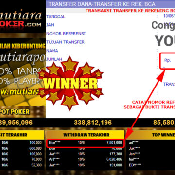 Bukti Withdraw (7.801.000.- ) Member Setia Mutiarapoker