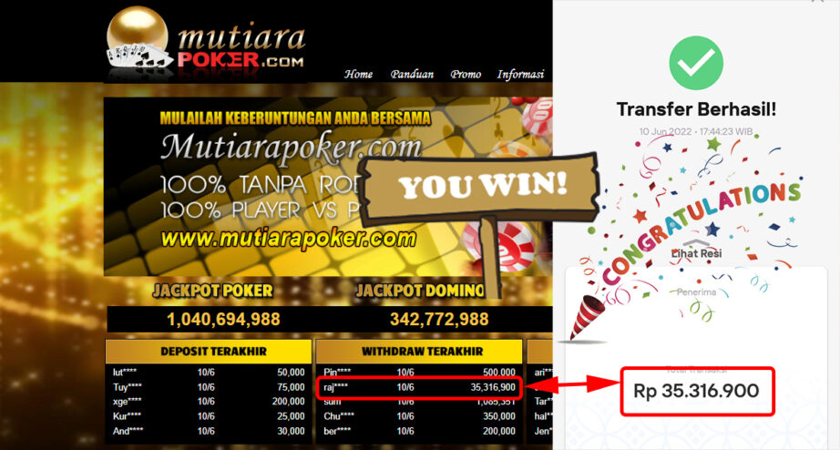 Bukti Withdraw (35.316.900.- ) Member Setia Mutiarapoker