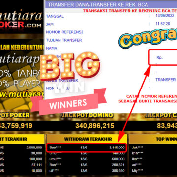 Bukti Withdraw (3.116.000.- ) Member Setia Mutiarapoker