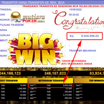 Bukti Withdraw (9.004.594.- ) Member Setia Mutiarapoker