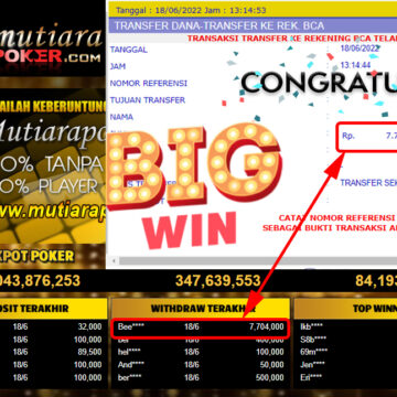 Bukti Withdraw ( 7.704.000.- ) Member Setia Mutiarapoker