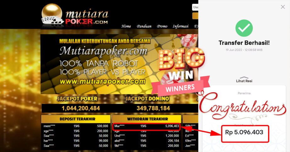 Bukti Withdraw ( 5.096.403.- ) Member Setia Mutiarapoker