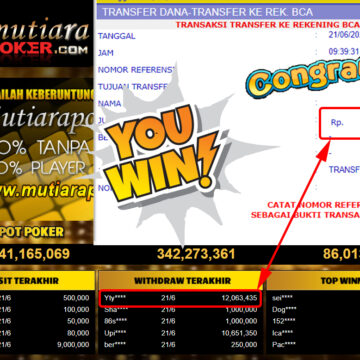 Bukti Withdraw (12.063.435.- ) Member Setia Mutiarapoker