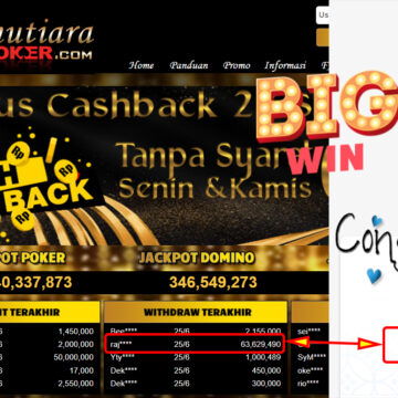 Bukti Withdraw (63.629.490.- ) Member Setia Mutiarapoker