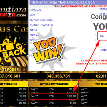 Bukti Withdraw (8.350.000.- ) Member Setia Mutiarapoker