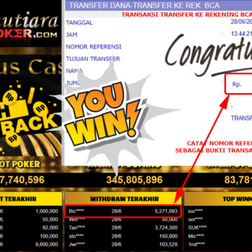 Bukti Withdraw (5.271.093.- ) Member Setia Mutiarapoker