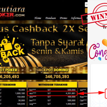 Bukti Withdraw (4.201.881.- ) Member Setia Mutiarapoker