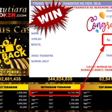 Bukti Withdraw (12.743.780.- ) Member Setia Mutiarapoker