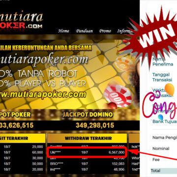 Bukti Withdraw (6.567.000.- ) Member Setia Mutiarapoker