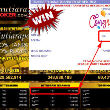 Bukti Withdraw (8.136.896.- ) Member Setia Mutiarapoker