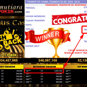 Bukti Withdraw (6.891.344.- ) Member Setia Mutiarapoker