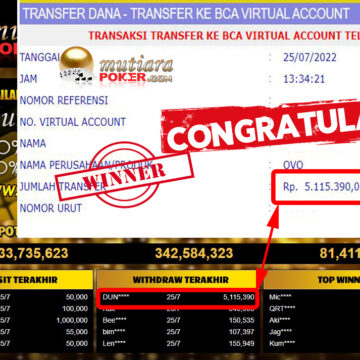 Bukti Withdraw ( 5.115.390.- ) Member Setia Mutiarapoker