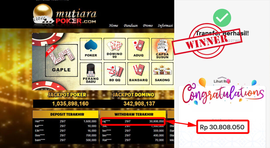 Bukti Withdraw ( 30.808.050.- ) Member Setia Mutiarapoker