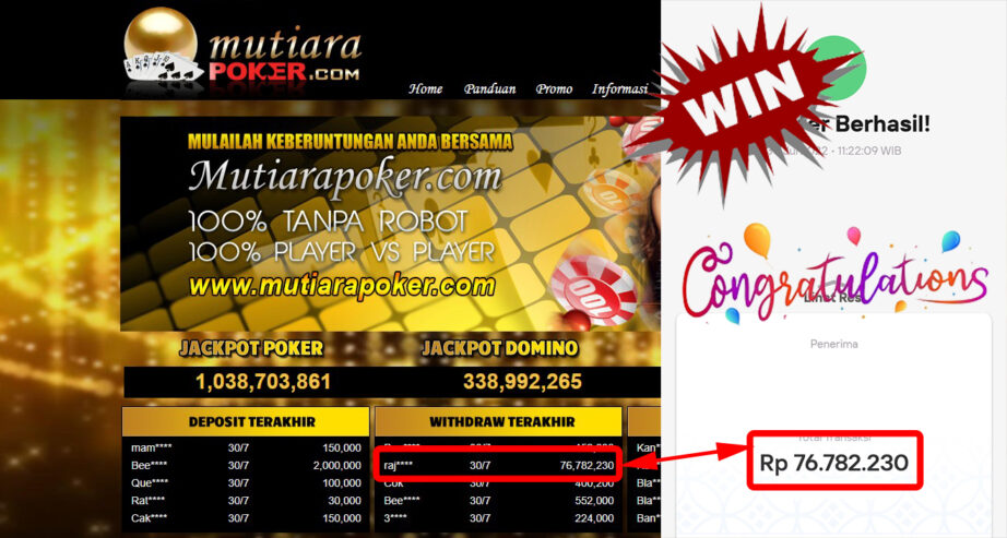 Bukti Withdraw ( 76.782.230.- ) Member Setia Mutiarapoker