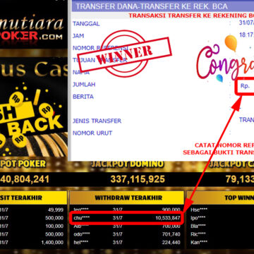 Bukti Withdraw ( 10.533.847.- ) Member Setia Mutiarapoker