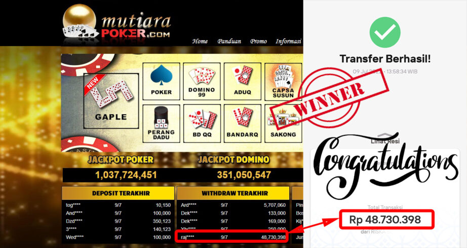 Bukti Withdraw (48.730.398.- ) Member Setia Mutiarapoker