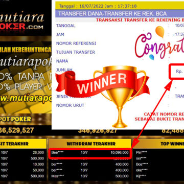 Bukti Withdraw (10.096.000.- ) Member Setia Mutiarapoker