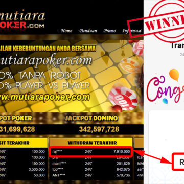 Bukti Withdraw ( 7.910.000.- ) Member Setia Mutiarapoker