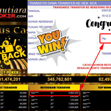 Bukti Withdraw (4.062.520.- ) Member Setia Mutiarapoker