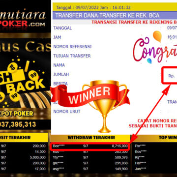 Bukti Withdraw (8.715.000.- ) Member Setia Mutiarapoker